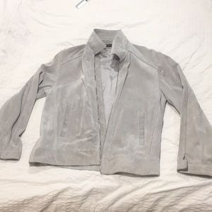 Perry Ellis ligh grey leather jacket